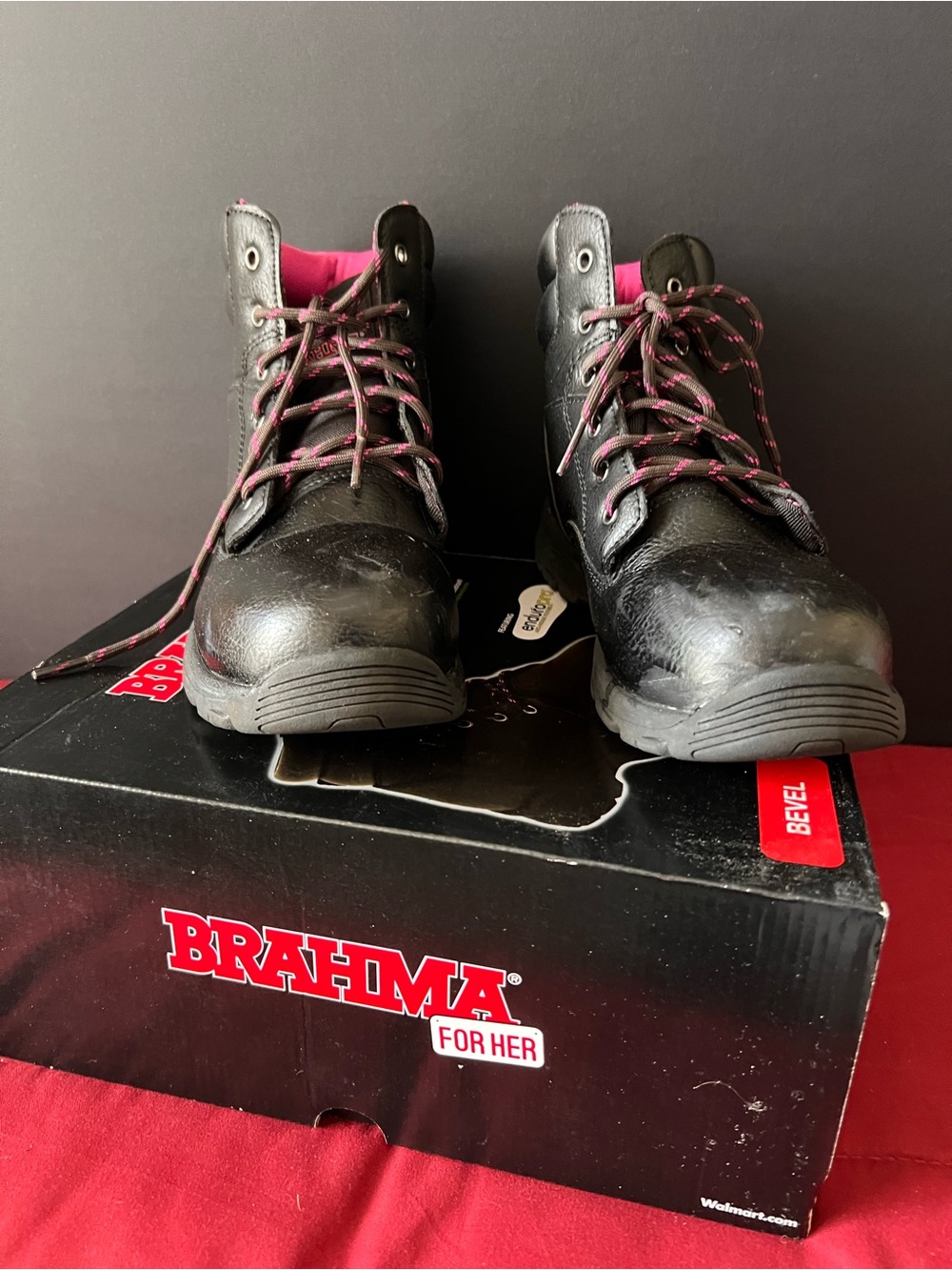 Brahma Women's Black Boots with Pink Accents